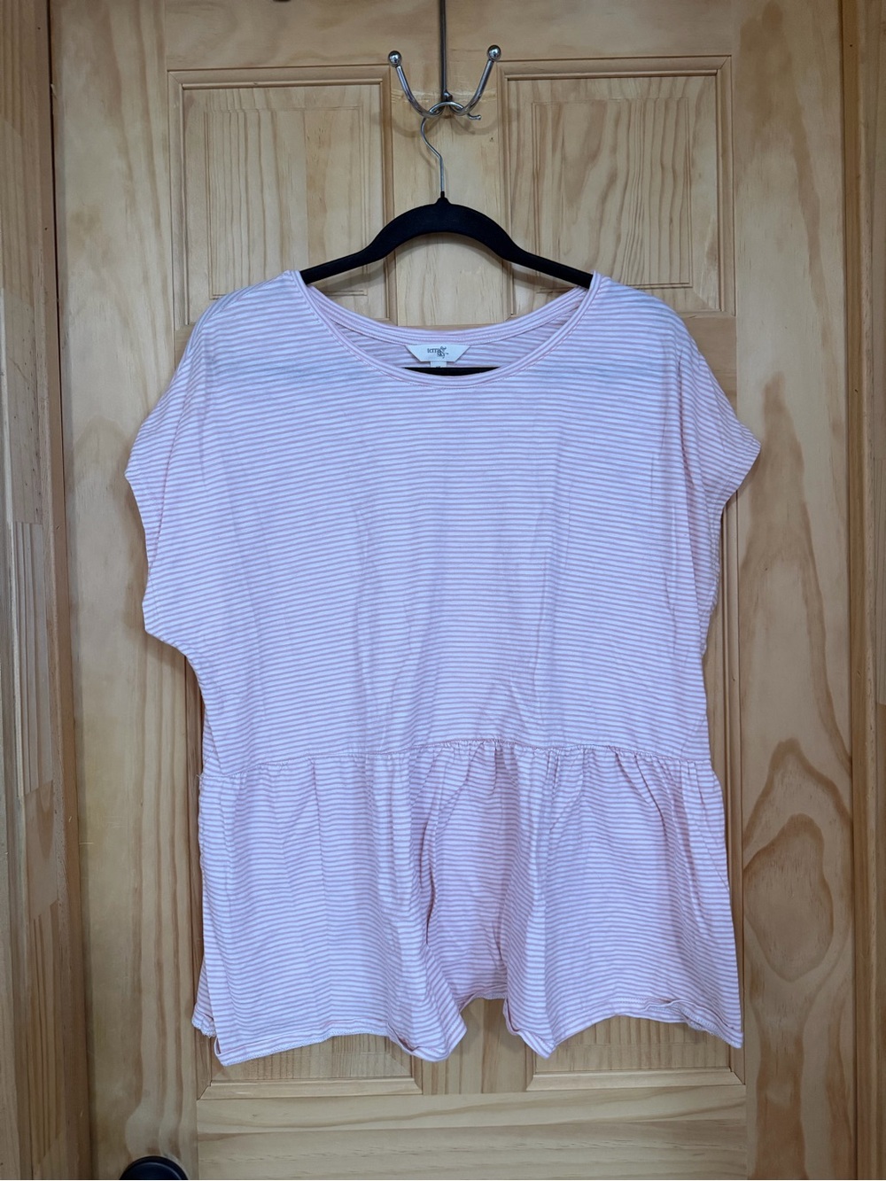 Pink & White Striped Peplum Tee